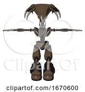 Poster, Art Print Of Bot Containing Flat Elongated Skull Head And Light Chest Exoshielding And No Chest Plating And Light Leg Exoshielding And Stomper Foot Mod Light Brown Halftone T-Pose