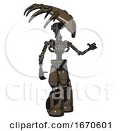 Poster, Art Print Of Bot Containing Flat Elongated Skull Head And Light Chest Exoshielding And No Chest Plating And Light Leg Exoshielding And Stomper Foot Mod Light Brown Halftone Interacting