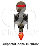 Poster, Art Print Of Android Containing Round Head And Horizontal Red Visor And Light Chest Exoshielding And Rocket Pack And No Chest Plating And Jet Propulsion Desert Tan Painted Front View