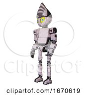 Poster, Art Print Of Bot Containing Grey Alien Style Head And Yellow Eyes With Blue Pupils And Light Chest Exoshielding And Prototype Exoplate Chest And Ultralight Foot Exosuit Sketch Pad Facing Right View
