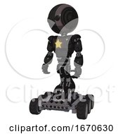 Poster, Art Print Of Robot Containing Round Head And Maru Eyes And Light Chest Exoshielding And Yellow Star And Six-Wheeler Base Toon Black Scribbles Sketch Standing Looking Right Restful Pose