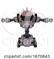 Poster, Art Print Of Mech Containing Red And White Cone Dome Head And Heavy Upper Chest And Chest Energy Sockets And Six-Wheeler Base Dark Sketch T-Pose