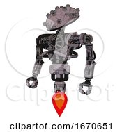 Poster, Art Print Of Bot Containing Plughead Dome Design And Heavy Upper Chest And No Chest Plating And Jet Propulsion Dark Sketch Random Doodle Standing Looking Right Restful Pose