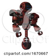 Poster, Art Print Of Mech Containing Digital Display Head And Sleeping Face And Heavy Upper Chest And Heavy Mech Chest And Unicycle Wheel Grunge Matted Orange Facing Left View
