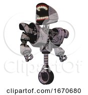 Poster, Art Print Of Robot Containing Chomper Head Design And Heavy Upper Chest And Heavy Mech Chest And Unicycle Wheel Dark Sketch Doodle Hero Pose