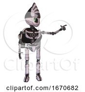 Poster, Art Print Of Bot Containing Grey Alien Style Head And Green Inset Eyes And Light Chest Exoshielding And Rocket Pack And No Chest Plating And Ultralight Foot Exosuit Sketch Pad Doodle Lines