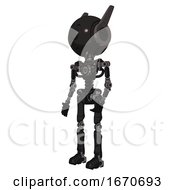 Poster, Art Print Of Robot Containing Round Head And Large Cyclops Eye And Head Winglets And Light Chest Exoshielding And No Chest Plating And Ultralight Foot Exosuit Toon Black Scribbles Sketch Facing Right View