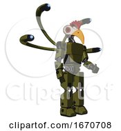 Robot Containing Bird Skull Head And Red Led Circle Eyes And Chicken Design And Light Chest Exoshielding And Prototype Exoplate Chest And Blue Eye Cam Cable Tentacles And Prototype Exoplate Legs
