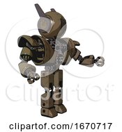 Poster, Art Print Of Automaton Containing Round Head And Three Lens Sentinel Visor And Head Winglets And Heavy Upper Chest And Heavy Mech Chest And Prototype Exoplate Legs Desert Tan Painted Interacting