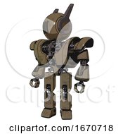 Poster, Art Print Of Automaton Containing Round Head And Three Lens Sentinel Visor And Head Winglets And Heavy Upper Chest And Heavy Mech Chest And Prototype Exoplate Legs Desert Tan Painted