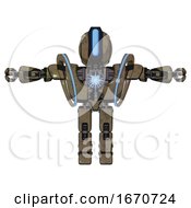 Poster, Art Print Of Droid Containing Round Head And Large Vertical Visor And Heavy Upper Chest And Heavy Mech Chest And Spectrum Fusion Core Chest And Prototype Exoplate Legs Desert Tan Painted T-Pose