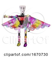 Poster, Art Print Of Android Containing Humanoid Face Mask And War Paint And Light Chest Exoshielding And Ultralight Chest Exosuit And Cherub Wings Design And Ultralight Foot Exosuit Plasma Burst