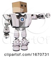 Poster, Art Print Of Automaton Containing Dual Retro Camera Head And Cardboard Box Head And Heavy Upper Chest And Heavy Mech Chest And Blue Energy Fission Element Chest And Light Leg Exoshielding And Spike Foot Mod