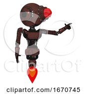 Poster, Art Print Of Bot Containing Round Head And Red Laser Crystal Array And Head Light Gadgets And Light Chest Exoshielding And Ultralight Chest Exosuit And Jet Propulsion Steampunk Copper
