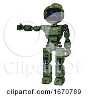 Poster, Art Print Of Automaton Containing Digital Display Head And Wince Symbol Expression And Green Led Array And Light Chest Exoshielding And Chest Green Blue Lights Array And Prototype Exoplate Legs
