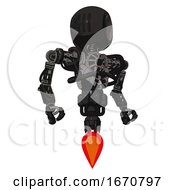 Mech Containing Round Head And Three Lens Sentinel Visor And Heavy Upper Chest And No Chest Plating And Jet Propulsion Dirty Black Hero Pose