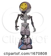 Poster, Art Print Of Droid Containing Round Head Yellow Happy Face And Light Chest Exoshielding And No Chest Plating And Light Leg Exoshielding And Megneto-Hovers Foot Mod Dark Dirty Scrawl Sketch Hero Pose