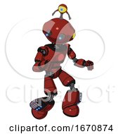Poster, Art Print Of Android Containing Oval Wide Head And Telescopic Steampunk Eyes And Minibot Ornament And Light Chest Exoshielding And Red Chest Button And Light Leg Exoshielding And Megneto-Hovers Foot Mod