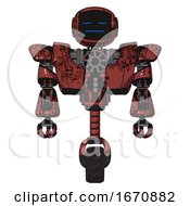 Mech Containing Digital Display Head And Sleeping Face And Heavy Upper Chest And Heavy Mech Chest And Unicycle Wheel Grunge Matted Orange Front View by Leo Blanchette