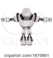 Poster, Art Print Of Bot Containing Dots Array Face And Heavy Upper Chest And Circle Of Blue Leds And Light Leg Exoshielding And Stomper Foot Mod White Halftone Toon T-Pose
