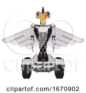 Poster, Art Print Of Automaton Containing Bird Skull Head And Yellow Led Protruding Eyes And Chicken Design And Light Chest Exoshielding And Ultralight Chest Exosuit And Pilots Wings Assembly And Tank Tracks