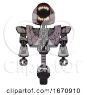 Poster, Art Print Of Robot Containing Chomper Head Design And Heavy Upper Chest And Heavy Mech Chest And Unicycle Wheel Dark Sketch Doodle Front View