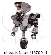 Poster, Art Print Of Robot Containing Chomper Head Design And Heavy Upper Chest And Heavy Mech Chest And Unicycle Wheel Dark Sketch Doodle Standing Looking Right Restful Pose
