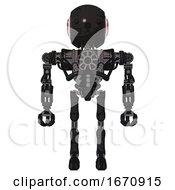 Bot Containing Round Head And First Aid Emblem And Heavy Upper Chest And No Chest Plating And Ultralight Foot Exosuit And Cat Face Toon Black Scribbles Sketch Front View