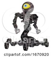 Poster, Art Print Of Cyborg Containing Giant Eyeball Head Design And Heavy Upper Chest And No Chest Plating And Insect Walker Legs Dark Sketchy Hero Pose