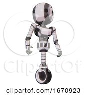 Poster, Art Print Of Cyborg Containing Round Head And Maru Eyes And Light Chest Exoshielding And Ultralight Chest Exosuit And Unicycle Wheel White Halftone Toon Hero Pose