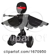 Poster, Art Print Of Droid Containing Round Head And Horizontal Red Visor And Light Chest Exoshielding And Pilots Wings Assembly And No Chest Plating And Tank Tracks Clean Black Arm Out Holding Invisible Object