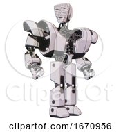 Droid Containing Humanoid Face Mask And Binary War Paint And Heavy Upper Chest And Heavy Mech Chest And Prototype Exoplate Legs White Halftone Toon Hero Pose