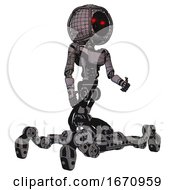 Poster, Art Print Of Automaton Containing Round Barbed Wire Round Head And Light Chest Exoshielding And Ultralight Chest Exosuit And Insect Walker Legs Dark Dirty Scrawl Sketch Facing Left View