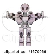 Poster, Art Print Of Droid Containing Grey Alien Style Head And Metal Grate Eyes And Light Chest Exoshielding And Ultralight Chest Exosuit And Stellar Jet Wing Rocket Pack And Prototype Exoplate Legs Sketch Pad Light
