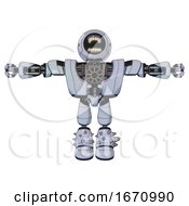 Poster, Art Print Of Bot Containing Round Head Chomper Design And Heavy Upper Chest And Heavy Mech Chest And Light Leg Exoshielding And Spike Foot Mod Blue Tint Toon T-Pose