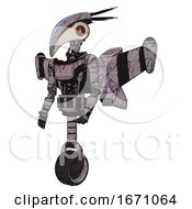 Poster, Art Print Of Cyborg Containing Bird Skull Head And Red Line Eyes And Head Shield Design And Light Chest Exoshielding And Ultralight Chest Exosuit And Stellar Jet Wing Rocket Pack And Unicycle Wheel