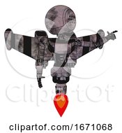 Poster, Art Print Of Mech Containing Dots Array Face And Light Chest Exoshielding And Ultralight Chest Exosuit And Stellar Jet Wing Rocket Pack And Jet Propulsion Sketch Pad Cloudy Smudges