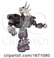 Poster, Art Print Of Automaton Containing Bird Skull Head And Red Led Circle Eyes And Heavy Upper Chest And Heavy Mech Chest And Light Leg Exoshielding And Spike Foot Mod Sketch Pad Cloudy Smudges Interacting
