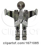 Cyborg Containing Grey Alien Style Head And Metal Grate Eyes And Light Chest Exoshielding And Stellar Jet Wing Rocket Pack And No Chest Plating And Prototype Exoplate Legs Concrete Grey Metal
