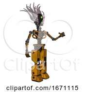 Poster, Art Print Of Bot Containing Humanoid Face Mask And Two-Face Black White Mask And Light Chest Exoshielding And No Chest Plating And Prototype Exoplate Legs Worn Construction Yellow Interacting