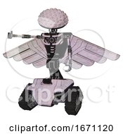 Poster, Art Print Of Cyborg Containing Knucklehead Design And Light Chest Exoshielding And Pilots Wings Assembly And No Chest Plating And Tank Tracks Sketch Pad Dots Pattern Arm Out Holding Invisible Object