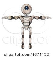 Poster, Art Print Of Cyborg Containing Dual Retro Camera Head And Round Happy Cyclops Head And Light Chest Exoshielding And Cable Sash And Ultralight Foot Exosuit Halftone Sketch T-Pose
