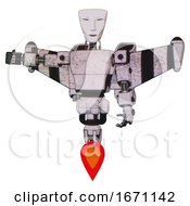 Poster, Art Print Of Bot Containing Humanoid Face Mask And Light Chest Exoshielding And Prototype Exoplate Chest And Stellar Jet Wing Rocket Pack And Jet Propulsion Sketch Pad Dirty Smudge