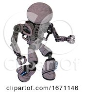 Poster, Art Print Of Droid Containing Dome Head And Heavy Upper Chest And No Chest Plating And Light Leg Exoshielding And Megneto-Hovers Foot Mod Dark Sketch Fight Or Defense Pose