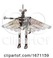 Automaton Containing Dual Retro Camera Head And Reversed Fin Head And Light Chest Exoshielding And Cherub Wings Design And No Chest Plating And Ultralight Foot Exosuit Halftone Sketch