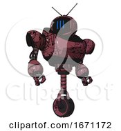 Poster, Art Print Of Bot Containing Digital Display Head And Three Vertical Line Design And Retro Antennas And Heavy Upper Chest And Unicycle Wheel Muavewood Halftone Grunge Hero Pose