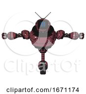 Bot Containing Digital Display Head And Three Vertical Line Design And Retro Antennas And Heavy Upper Chest And Unicycle Wheel Muavewood Halftone Grunge T Pose