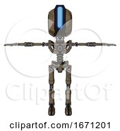 Poster, Art Print Of Bot Containing Round Head And Large Vertical Visor And Light Chest Exoshielding And No Chest Plating And Ultralight Foot Exosuit Desert Tan Painted T-Pose