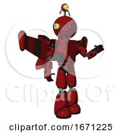 Poster, Art Print Of Cyborg Containing Oval Wide Head And Blue Led Eyes And Minibot Ornament And Light Chest Exoshielding And Prototype Exoplate Chest And Stellar Jet Wing Rocket Pack And Light Leg Exoshielding Dark Red