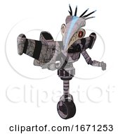 Poster, Art Print Of Cyborg Containing Bird Skull Head And Red Line Eyes And Head Shield Design And Light Chest Exoshielding And Ultralight Chest Exosuit And Stellar Jet Wing Rocket Pack And Unicycle Wheel